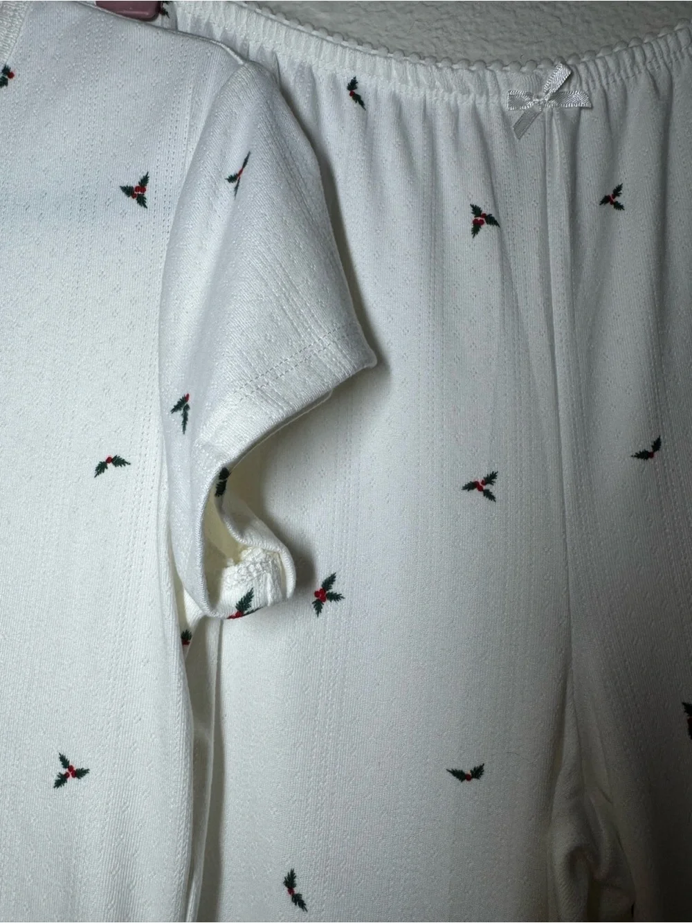 Auden White Sleepwear Set with Tiny holly print
